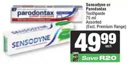 Spar Sensodyne or Parodontax Toothpaste Assorted offer