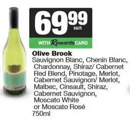 Spar Olive Brook Sauvignon Blanc, Chenin Blanc, Chardonnay, Pinotage, Merlot, Malbec, Cabernet Sauvignon, Moscato White or Rose offer