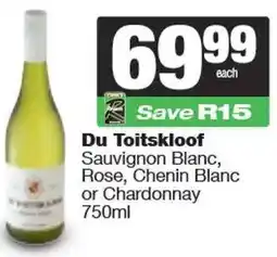 Spar Du Toitskloof Sauvignon Blanc, Rose, Chenin Blanc or Chardonnay offer