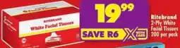 Shoprite Ritebrand 2-Ply White Facial Tissues offer