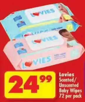 Shoprite Lovies Scented/ Unscented Baby Wipes offer