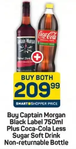 Pick n Pay Hypermarket Captain Morgan Black Label Plus Coca-Cola Less Sugar Soft Drink Non-returnable Bottle offer