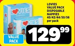 Usave Lovies value pack disposable nappies offer
