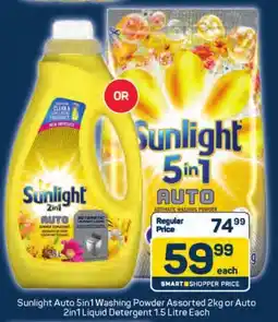 Pick n Pay Hypermarket Sunlight Auto 5in1 Washing Powder Assorted or Auto 2in1 Liquid Detergent offer
