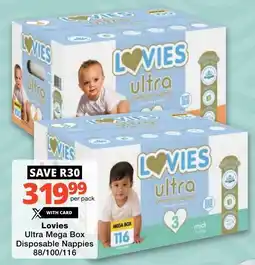 Checkers Lovies Ultra Mega Box Disposable Nappies offer