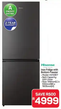 Pick n Pay Hypermarket Hisense Inox Fridge with Bottom Freezer offer