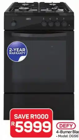 Pick n Pay Hypermarket Defy 4-Burner Black Gas Stove offer