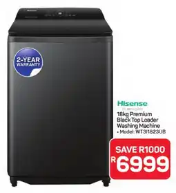 Pick n Pay Hypermarket Hisense Premium Black Top Loader Washing Machine offer