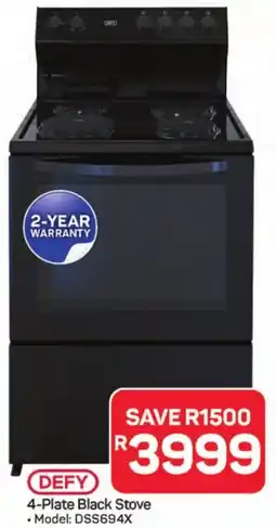 Pick n Pay Hypermarket Defy 4-Plate Black Stove offer