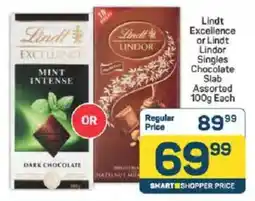 Pick n Pay Lindt Excellence or Lindt Lindor Singles Chocolate Slab Assorted offer