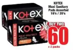 Boxer Kotex Maxi Sanitary Pads Assorted offer
