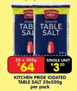 Shoprite KITCHEN PRIDE IODATED TABLE SALT 20×500g offer