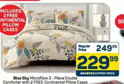 Pick n Pay Blue Sky Microfibre 3-Piece Double Comforter with 2 FREE Continental Pillow Cases offer
