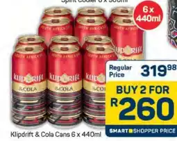 Pick n Pay Hypermarket Klipdrift & Cola Cans 6 x 440ml offer