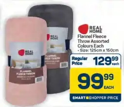 Pick n Pay Hypermarket Flannel Fleece Throw Assorted Colours offer