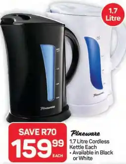 Pick n Pay Hypermarket Pineware 1.7 Litre Cordless Kettle offer