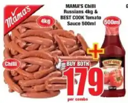 Boxer Mama's chilli russians & best cook tomato sauce offer
