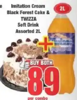 Boxer Imitation Cream Black Forest Cake & Twizza Soft Drink Assorted offer