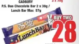 Boxer Cadbury P.S. Duo Chocolate Bar/ Lunch Bar Max offer