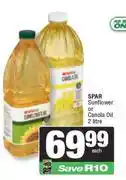 Spar Spar Sunflower Or Canola Oil-2L Each offer
