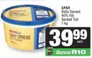 Spar Spar Daily Spread 40% Fat Spread Tub-1Kg offer