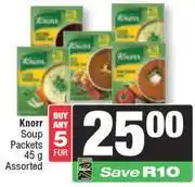Spar Knorr Soup Packets Assorted-For 5 x 45g offer