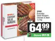 Spar Spar Everyday Value Burgers Chicken & Beef-1.2Kg Per Pack offer