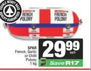 Spar Spar French, Garlic Or Chilli Polony-1Kg offer