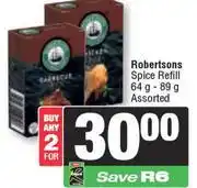 Spar Robertsons Spice Refill Assorted-For 2 x 64g-89g offer