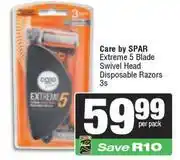 Spar Care By Spar Extreme 5 Blade Swivel Head Disposable Razors-3s Per Pack offer