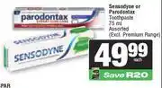 Spar Sensodyne Or Parodontax Toothpaste Assorted-75ml offer