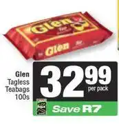 Spar Glen Tagless Teabags-100s Per Pack offer