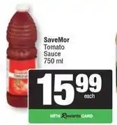Spar Savemor Tomato Sauce-750ml offer