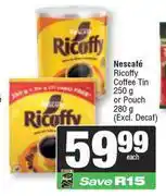 Spar Nescafe Ricoffy Coffee Tin 250g Or Pouch 280g-Each offer