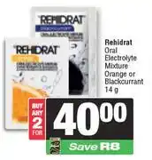 Spar Rehidrat Oral Electrolyte Mixture Orange Or Blackcurrant-For 2 x 14g offer