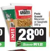 Spar Pasta Grande Macaroni Or Spaghetti-For 2 x 500g offer