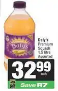 Spar Daly's Premium Squash Assorted-1.5L offer