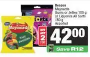 Spar Beacon Maynards Gums Or Jellies 100g Or Liquorice All Sorts 150g-For 2 offer