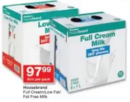 Checkers Housebrand Full Cream/ Low Fat/ Fat Free Mik offer