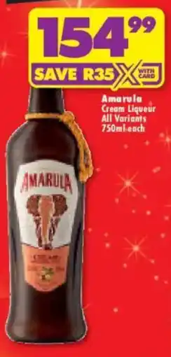 Shoprite Liquor Amarula Cream Liqueur All Variants offer