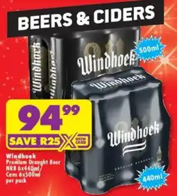 Shoprite Liquor Windhoek Premium Draught Beer NRB/ Cans offer