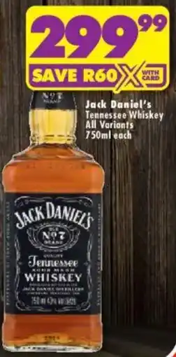 Shoprite Liquor Jack Daniel's Tennessee Whiskey All Variants offer