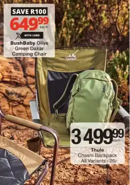 Checkers BushBaby Olive Green Dakar Camping Chair offer