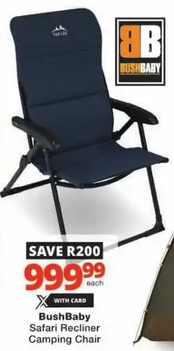 Checkers BushBaby Safari Recliner Camping Chair offer
