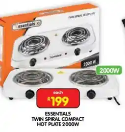 Shoprite Essentials twin spiral compact hot plate 2000w offer