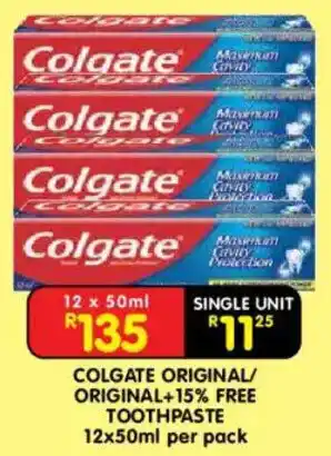 Colgate original/ original + 15% free toothpaste
