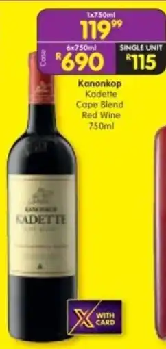 Shoprite Liquor Kanonkop Kadette Cape Blend Red Wine offer