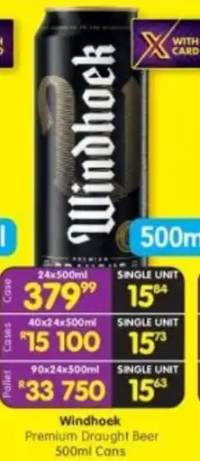 Shoprite Liquor Windhoek Premium Draught Beer Cans offer