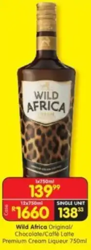 Shoprite Liquor Wild Africa Original/ Chocolate/ Caffè Latte Premium Cream Liqueur offer