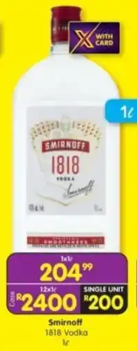 Shoprite Liquor Smirnoff 1818 Vodka offer